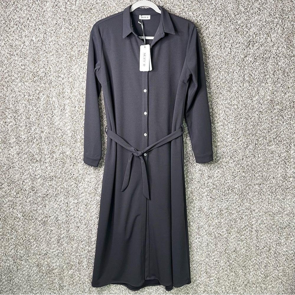 Sophisticated Charcoal Midi Dress